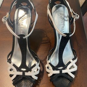 Black and white strappy sandal